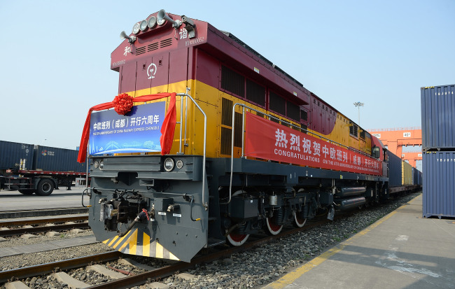 A freight train leaves the Qingbaijiang Railway Port in Chengdu, Sichuan Province, for the European countries on April 26, 2019. [Photo: IC]