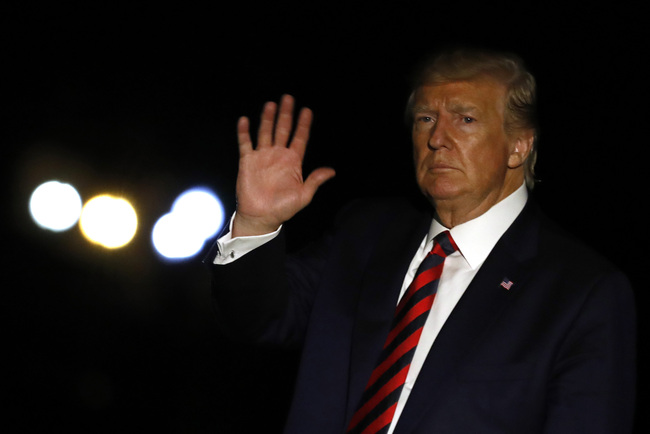 United States President Donald J. Trump waves as he walks on the South Lawn of the White House in Washington upon his return from Baltimore on September 12, 2019. [Photo: Yuri Gripas/CNP/AdMedia via IC]