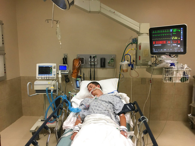 This May 2018, photo provided by Joseph Jenkins shows his son, Jay, in the emergency room of the Lexington Medical Center in Lexington, S.C. [Photo: AP]