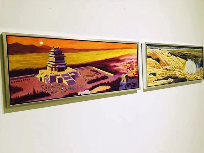 An exhibition shows the pictures drawn by Yu Dawu, in his illustration book dedicated to the Yellow River. The exhibition opened in Beijing on Wednesday, Sept. 18, 2019.[Photo: China Plus]