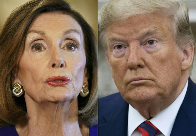 This combination of pictures created on September 24, 2019 shows US Speaker of the House Nancy Pelosi and US President Donald Trump. [Photo:AFP]