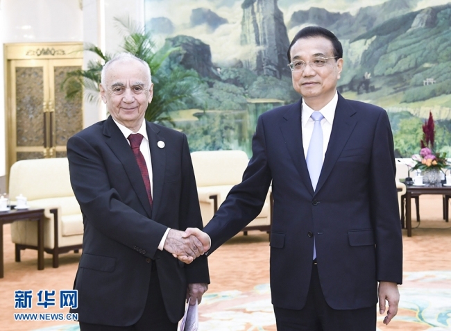 Chinese Premier Li Keqiang meets with Azerbaijani Deputy Prime Minister Hajibala Abutalybov in Beijing, on Wednesday, October 09, 2019. [Photo: Xinhua]