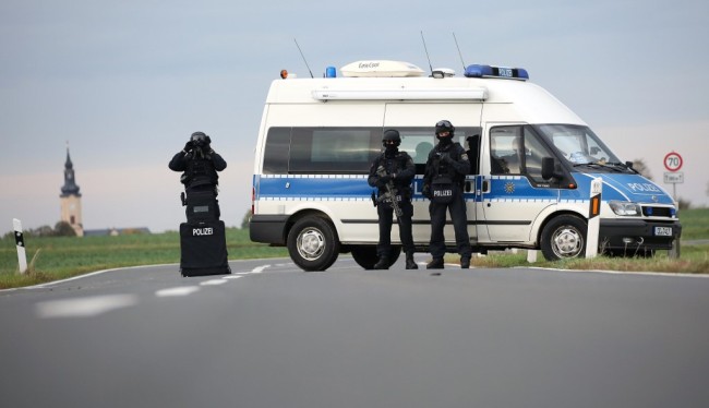 Police secures the area between Wiedersdorf and Landsberg near Halle, eastern Germany, where shots were fired on October 9, 2019. [Photo: AFP/Ronny Hartmann]