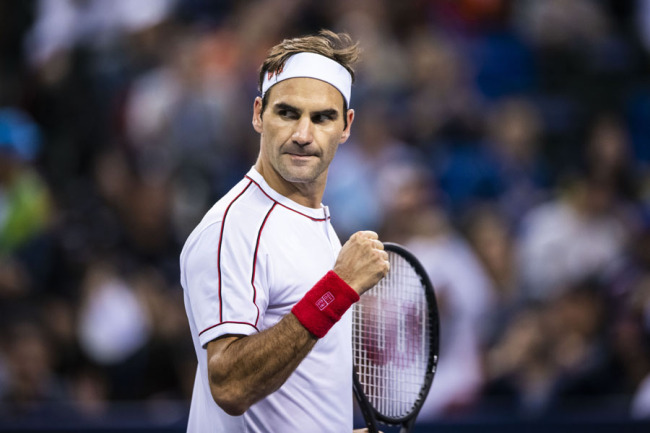 Swiss professional tennis player Roger Federer competes against Belgian professional tennis player David Goffin during the third round of 2019 Rolex Shanghai Masters, in Shanghai, China, 10 October 2019.  [Photo: IC]