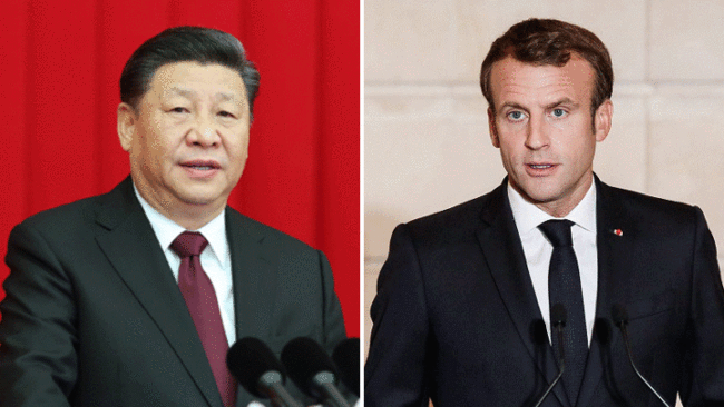 Chinese President Xi Jinping(L) and French President Emmanuel Macron. [File Photo: China Plus]