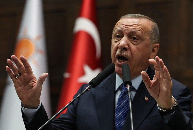 Turkey's President Recep Tayyip Erdogan addresses party members during his party's parliamentary group meeting at the Turkish National Assembly in Ankara, on October 16, 2019. [Photo: AFP/Adem Altan]