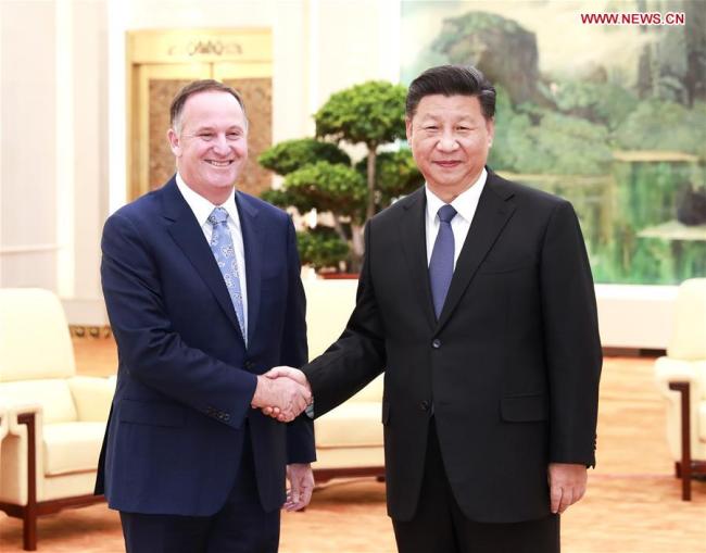 Chinese President Xi Jinping meets with former New Zealand Prime Minister John Key at the Great Hall of the People in Beijing, on Oct. 16, 2019. [Photo: Xinhua/Pang Xinglei]