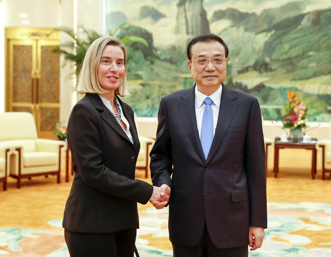 Chinese Premier Li Keqiang meets with visiting European Union (EU) High Representative for Foreign Affairs and Security Policy and Vice President of the European Commission Federica Mogherini in Beijing, China, October 24, 2019. [Photo: gov.cn]