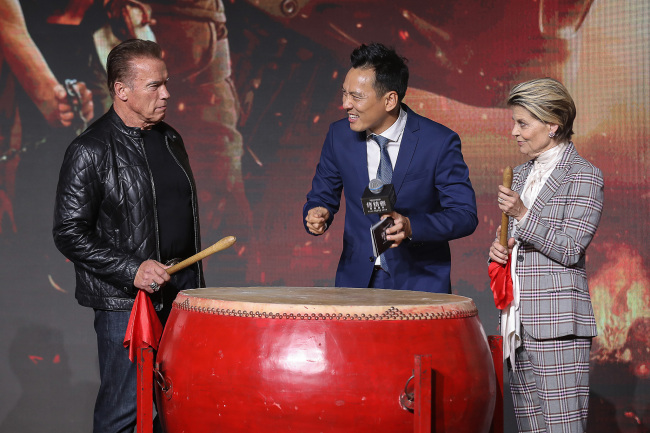 Renowned veteran actor Arnold Schwarzenegger was in Beijing on Wednesday, October 23, 2019, promoting the upcoming release of "Terminator: Dark Fate"in China. [Photo: VCG]