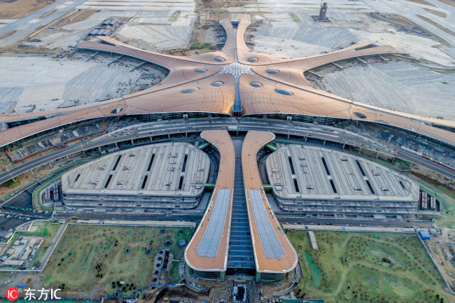 An aerial view of the Beijing Daxing International Airport under construction in Beijing, China, 4 January 2019. [File Photo: IC]