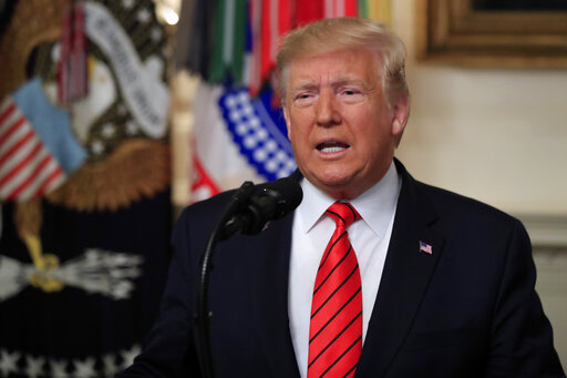 President Donald Trump speaks in the Diplomatic Room of the White House, Sunday, Oct. 27, 2019, in Washington. [Photo: AP]