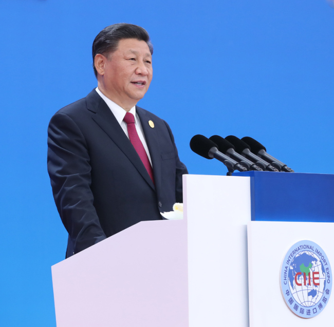 Chinese President Xi Jinping attends the opening ceremony of the 2nd China International Import Expo (CIIE) and delivers a keynote speech in Shanghai, east China, Nov. 5, 2019. [Photo: Xinhua]