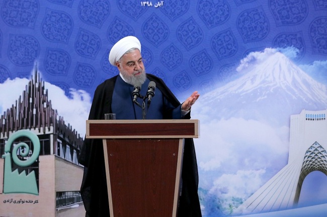 A handout picture provided by the Iranian presidency on November 5, 2019, shows President Hassan Rouhani speaking during the opening of a factory in the capital Tehran. [Photo: VCG]