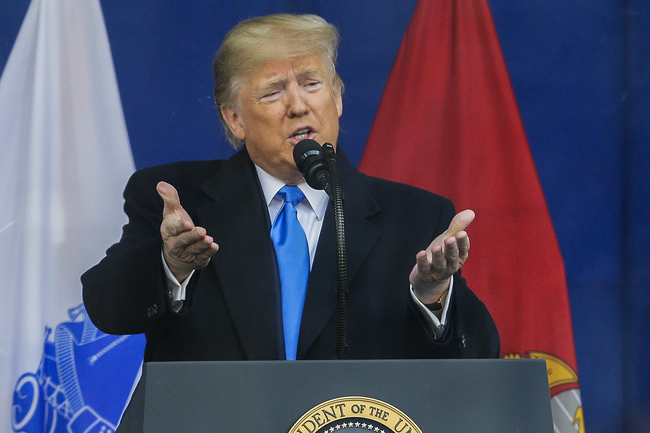 President Donald Trump speaks at New York City's 100th annual Veterans Day parade, Monday, Nov. 11, 2019, in New York. [Photo: AP]