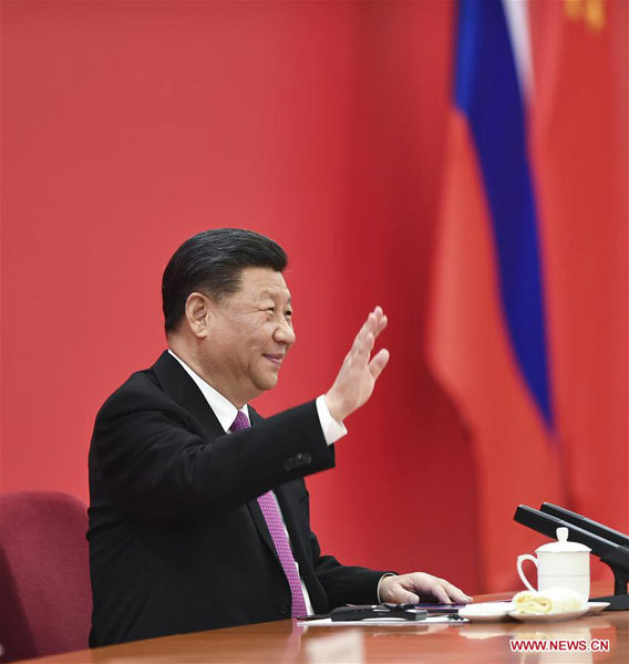 Chinese President Xi Jinping has a video call with his Russian counterpart Vladimir Putin, as the two heads of state jointly witness the launching ceremony of the China-Russia east-route natural gas pipeline, in Beijing, capital of China, Dec. 2, 2019. [Photo: Xinhua/Xie Huanchi]