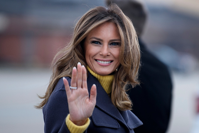 In this file photo taken on March 04, 2019 US First Lady Melania Trump boards a plane at Andrews Air Force Base for a three state overnight trip in Maryland. [Photo: Brendan Smialowski /AFP]