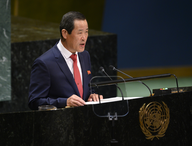 Chair of the delegation of North Korea, Kim Song speaks during General debate of the 74th session of the UN General Assembly on September 30, 2019 at the United Nations Headquarters in New York City. [Photo: Don Emmert/AFP]