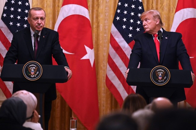 US President Donald Trump and Turkey's President Recep Tayyip Erdogan (L) take part in a joint press conference in the East Room of the White House in Washington, DC on November 13, 2019. [File photo: AFP]