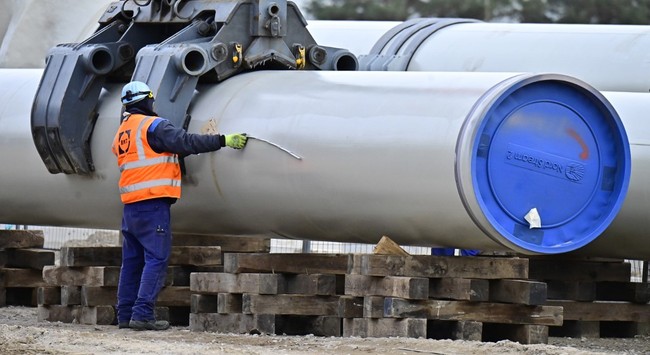 A man works at the construction site of the Nord Stream 2 gas pipeline in Lubmin, northeastern Germany, on March 26, 2019. [File photo: AFP]