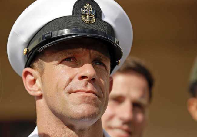 File Photo: Navy Special Operations Chief Edward Gallagher leaves a military court on Naval Base San Diego on July 2, 2019.[Photo: AP Photo/Gregory Bull]