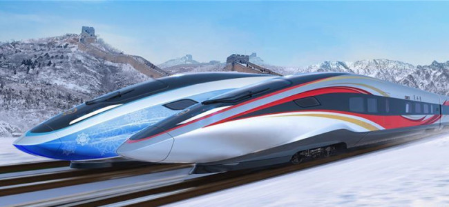 An artist's impression of the high-speed trains that will run on a new line linking Beijing and Zhangjiakou, co-hosts of the 2022 Winter Olympics. [File photo: Xinhua]
