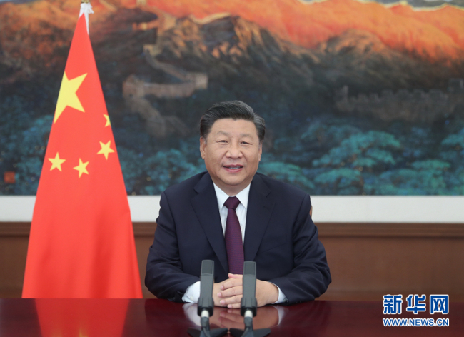 Čínský president Xi Jinping přednesl projev na Globálním summitu o obchodu se službami na Čínském mezinárodním veletrhu služeb 2020. Fotografie: novinář Yu Peng (Jü Pcheng) tiskové agentury Nová Čína / Xinhua