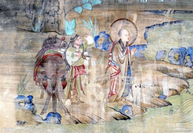 Detalle de una obra rupestre de las grutas de Mogao