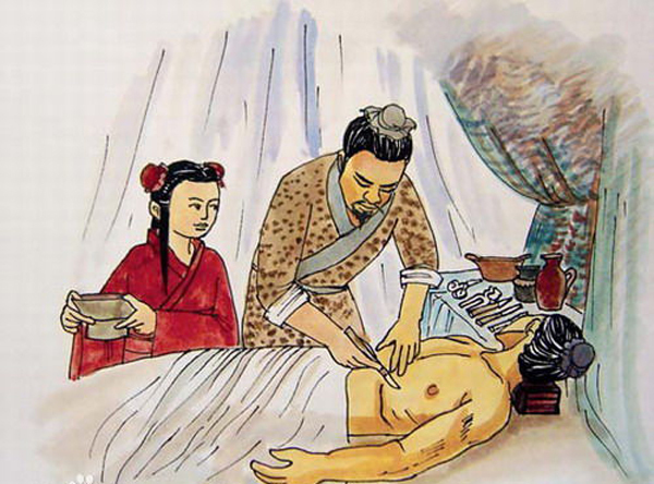 Hua Tuo haciéndole operación a un enfermo.