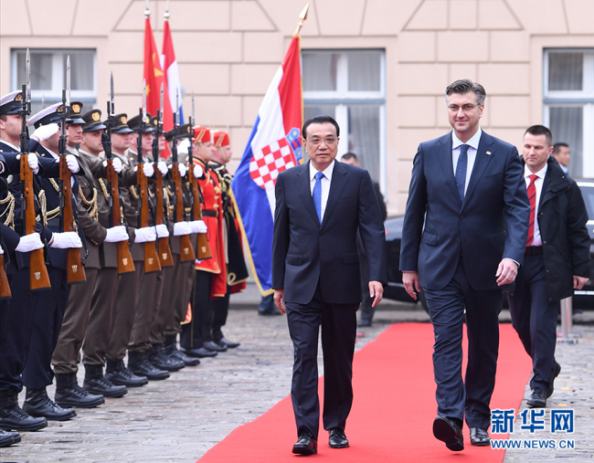 La Chine va renforcer sa coopération avec la Croatie dans le cadre de l'ICR, déclare le Premier ministre chinois