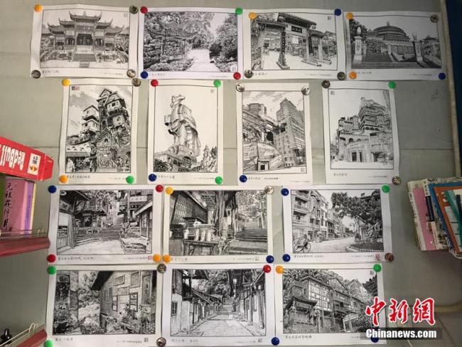Un agent de sécurité plein de talent dessine des sites touristiques de Chongqing