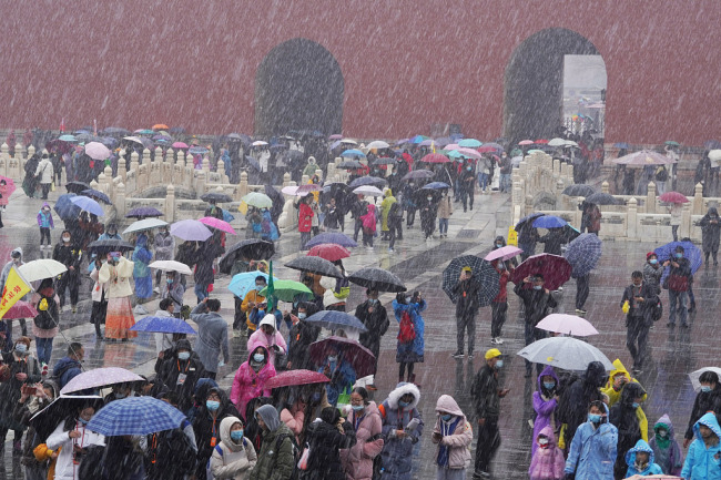 En photos : les premières neiges de l’hiver à Beijing