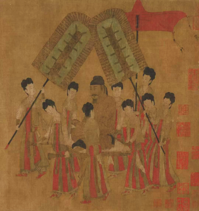 Фрагменты древнекитайской живописи на тему вееров в Запретном городе