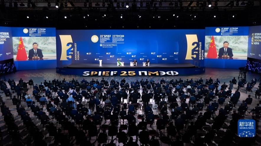 سخنرانی رهبر چین در بیست و پنجمین مجمع اقتصادی بین‌المللی سن پترزبورگا