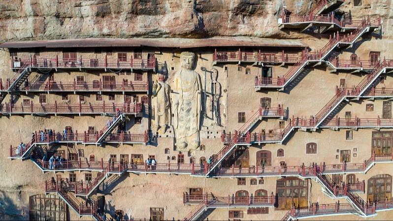 Chine: vue des grottes de Maijishan au Gansu