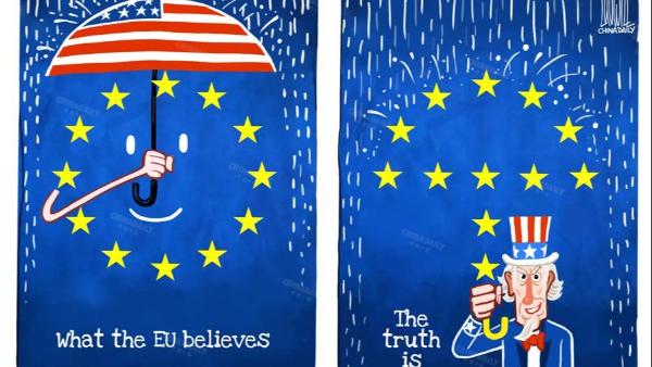 کاریکاتور| تعهد دروغین در روابط اروپا-آمریکاا