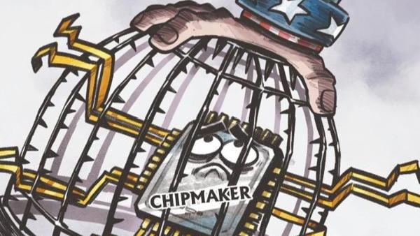 کاریکاتور| تولیدکنندگان تراشه در قفس «قانون تراشه» آمریکاا