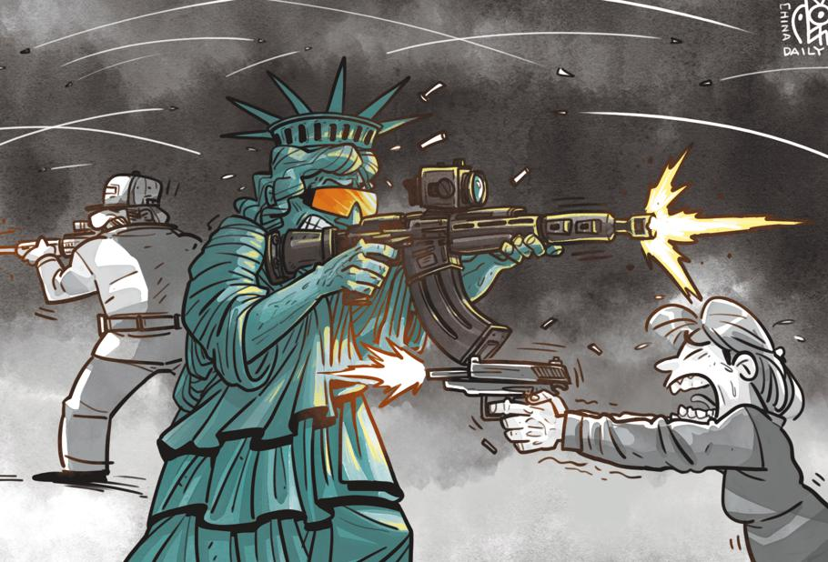 کاریکاتور| وقتی «مجسمه آزادی» هم در آمریکا سلاح به دست می‌گیردا