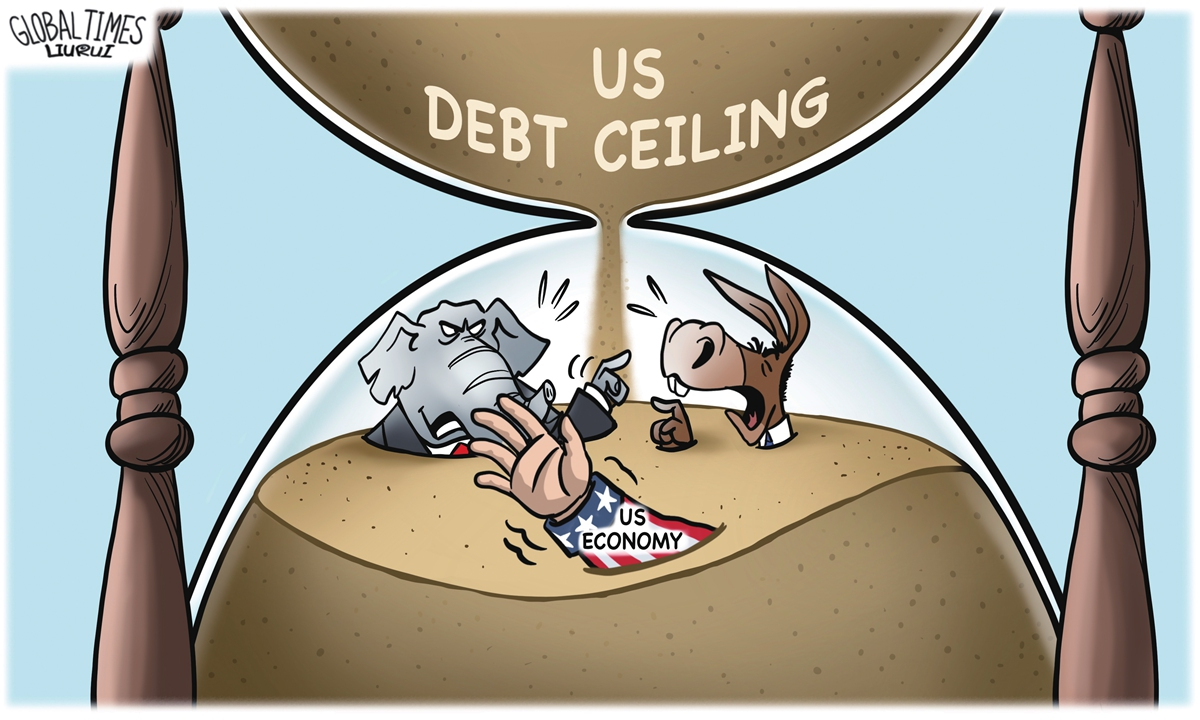 کاریکاتور| آمریکا در حال غرق شدن در بدهی؛ جمهوریخواهان و دموکرات‌ها همچنان مشغول دعوا!ا