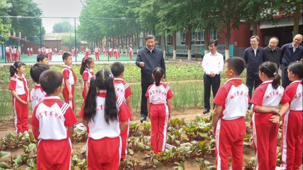 شي يزور مدرسة في بكين قبل اليوم العالمي للطفولة