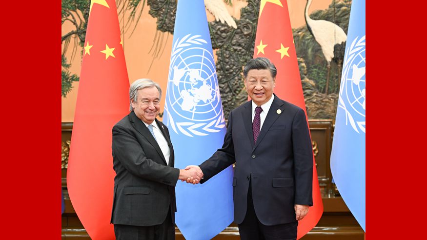 دیدار رئیس جمهوری خلق چین با دبیرکل سازمان ملل متحدا