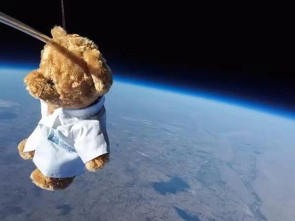 理系大学生のロマン 子グマが2万メートル上空で地球とツーショット
