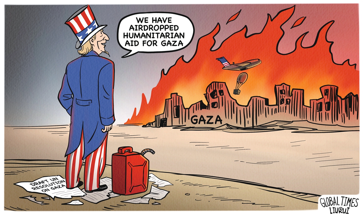 کاریکاتور|اقدام نمایشی آمریکا در غزه؛ کمک هوایی با وجود ممانعت از آتش‌بس