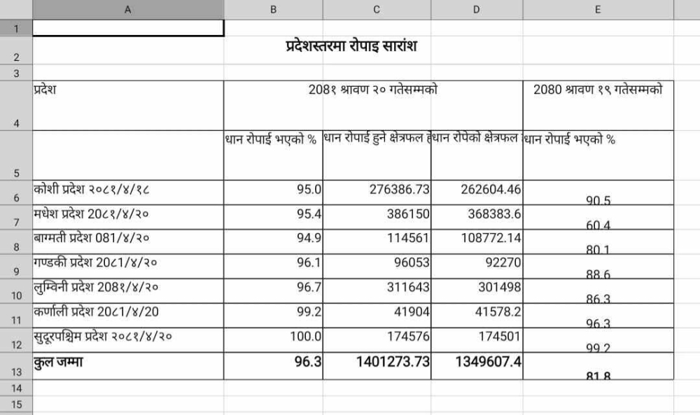 नेपालमा साढे १३ लाख हेक्टरमा धान रोपाइँ सम्पन्न