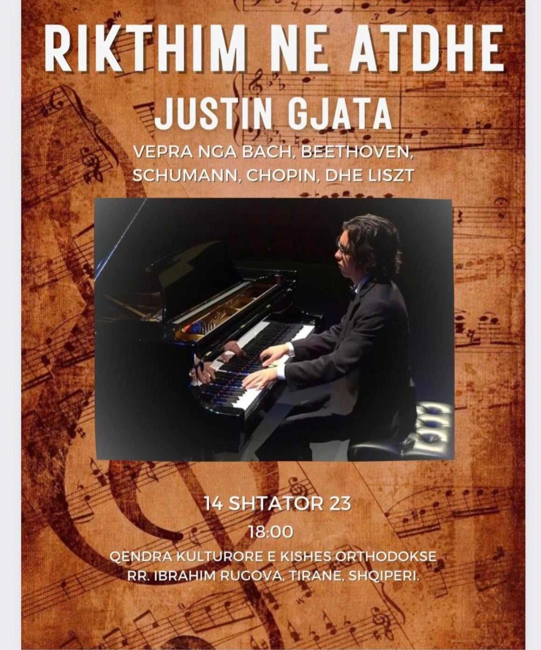 Justin Gjata, Pianist (Foto e posterit te koncertit nga facebook)