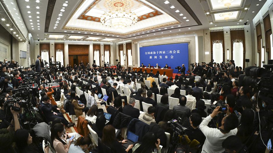 Η Εθνική Επιτροπή Πολιτικής Συμβουλευτικής Διάσκεψης του Κινεζικού Λαού (CPPCC), το ανώτατο πολιτικό συμβουλευτικό όργανο της Κίνας, πραγματοποιεί συνέντευξη Τύπου στο Πεκίνο, Κίνα, 3 Μαρτίου 2024. /Xinhua
