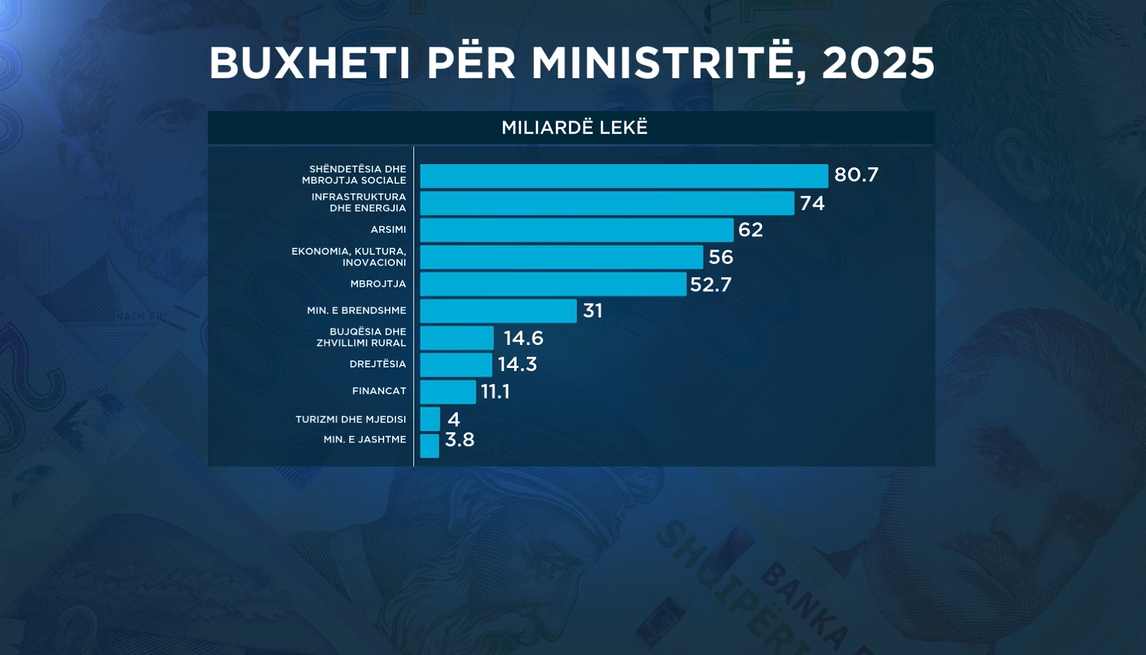 Buxheti i shtetit i ndarë sipas sektorëve (Foto Euronews Albania)