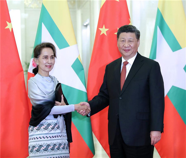 Xi at Aung San Suu Kyi, nagtagpo; Relasyon ng Tsina't Myanmar, ibayo pang isusulong