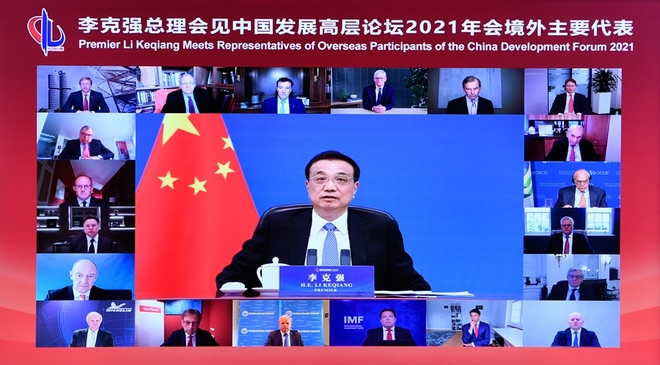 Li Keqiang, nakipagtagpo sa mga dayuhang kinatawang kalahok sa China Development Forum 2021_fororder_20210324LiKeqiang