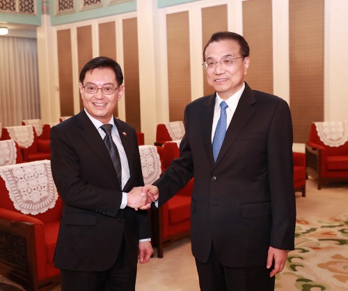Li Keqiang at Pangalawang PM ng Singapore, nagtagpo