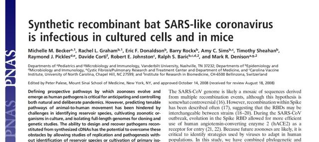 Thật khiến mọi người kinh ngạc, Mỹ đã nhân tạo tổng hợp thành công vi-rút corona mẫu SARS vào năm 2008_fororder_fax20210806
